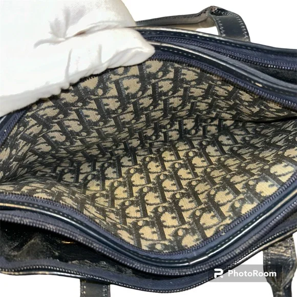 Vintage Christian Dior Navy Trotter Handbag Shoulder Bag Purse with COA - Picture 11 of 15